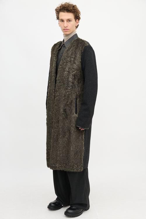 Prada 2009 Wool & Faux Fur Coat