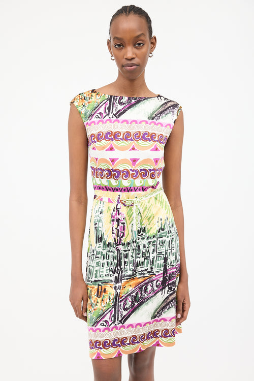 Prada 2012 Le Voyageur Silk Printed Dress
