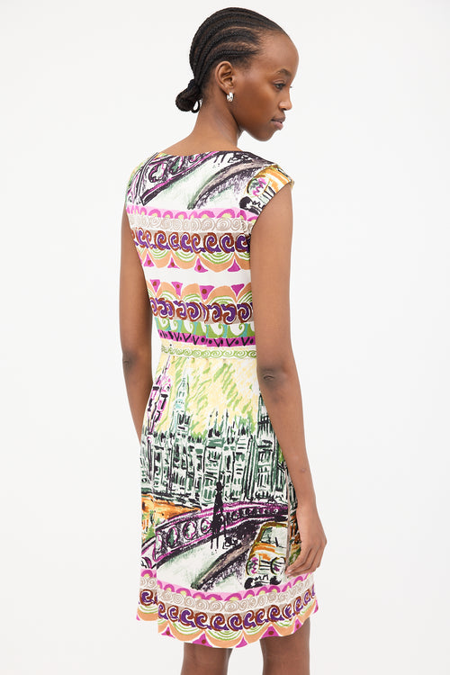 Prada 2012 Le Voyageur Silk Printed Dress