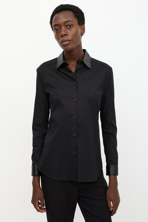 Prada 2013 Leather Trim Shirt