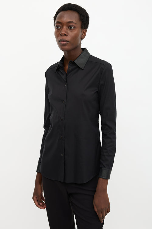 Prada 2013 Leather Trim Shirt