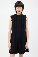 Prada 2014 Black Crochet Trim Dress