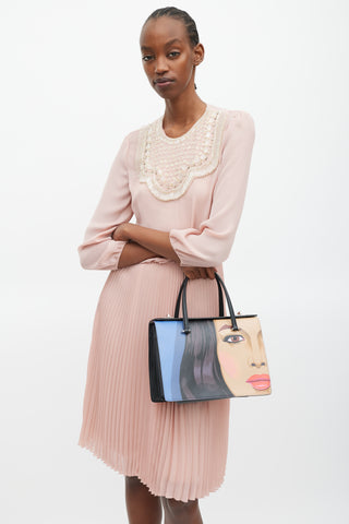 Prada 2015 Black & Multicolour Saffiano Girl Print Bag
