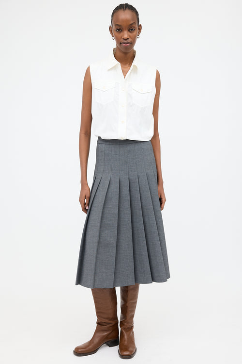 Prada 2016 Sleeveless Button Up Blouse