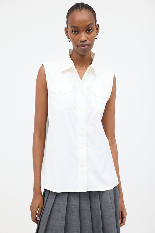 Prada 2016 Sleeveless Button Up Blouse
