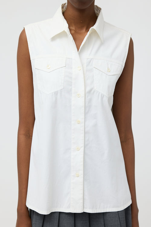 Prada 2016 Sleeveless Button Up Blouse