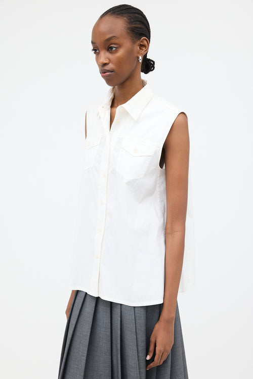 Prada 2016 Sleeveless Button Up Blouse