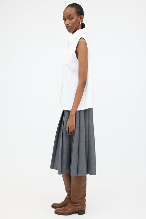 Prada 2016 Sleeveless Button Up Blouse