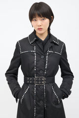 Prada 2017 Black Nylon Embellished Coat