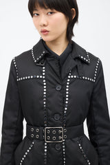 Prada 2017 Black Nylon Embellished Coat