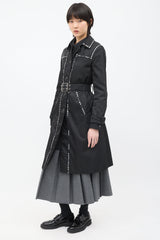 Prada 2017 Black Nylon Embellished Coat