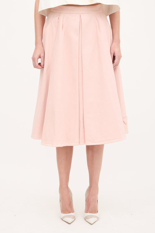 Prada 2019 Twill Logo Pleated Skirt