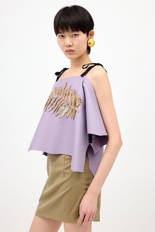 Prada SS 2020 Leather Sequin Top