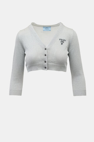 Prada 2021 Cropped Logo Cardigan