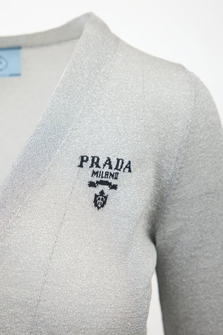 Prada 2021 Cropped Logo Cardigan