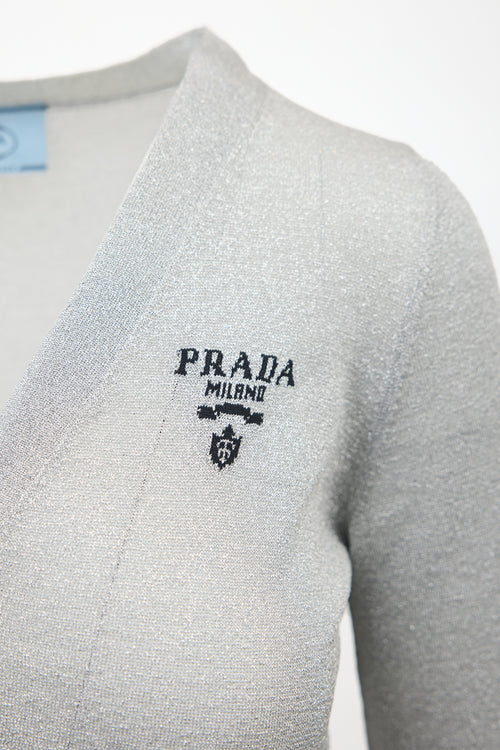 Prada 2021 Cropped Logo Cardigan