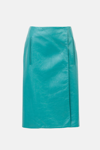 Prada 2021 Leather Wrap Skirt