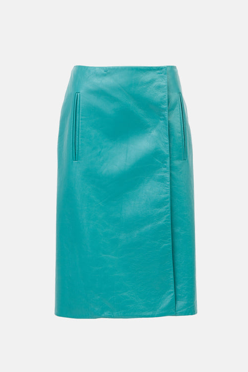 Prada 2021 Leather Wrap Skirt