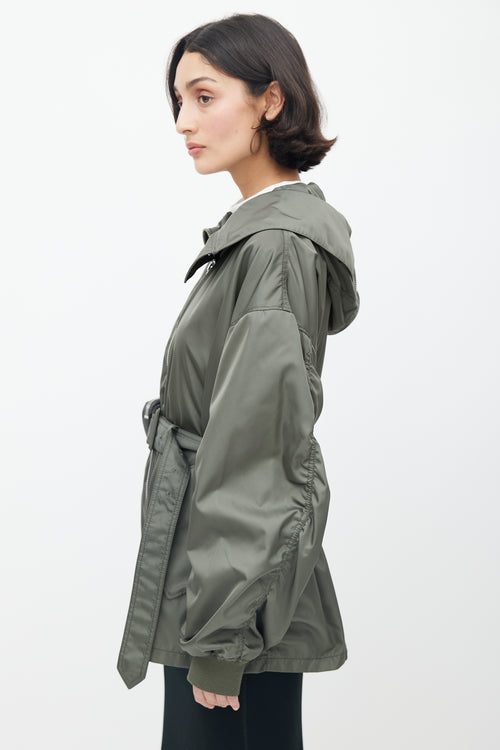 Prada 2022 Re-Nylon Green Belted Jacket
