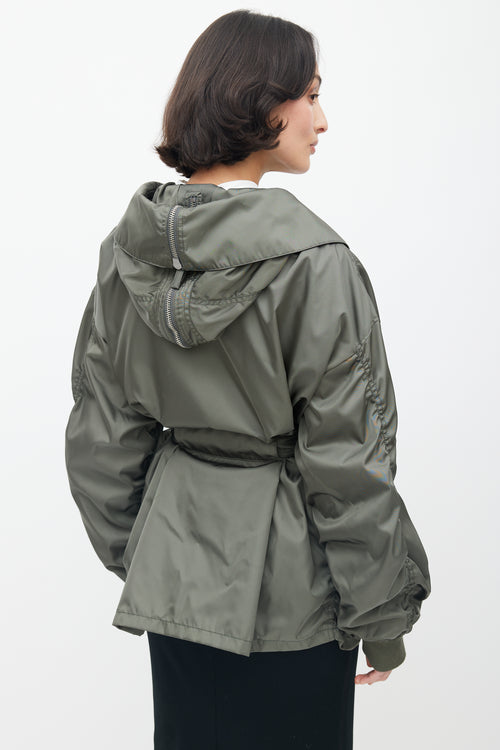 Prada 2022 Re-Nylon Green Belted Jacket