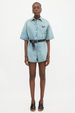 Prada 2022 Distressed Denim Romper