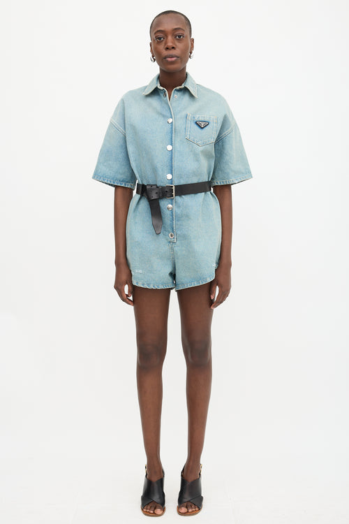 Prada 2022 Distressed Denim Romper