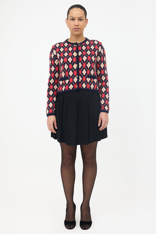 Prada 2024 Argyle Cropped Cardigan