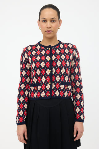 Prada 2024 Argyle Cropped Cardigan