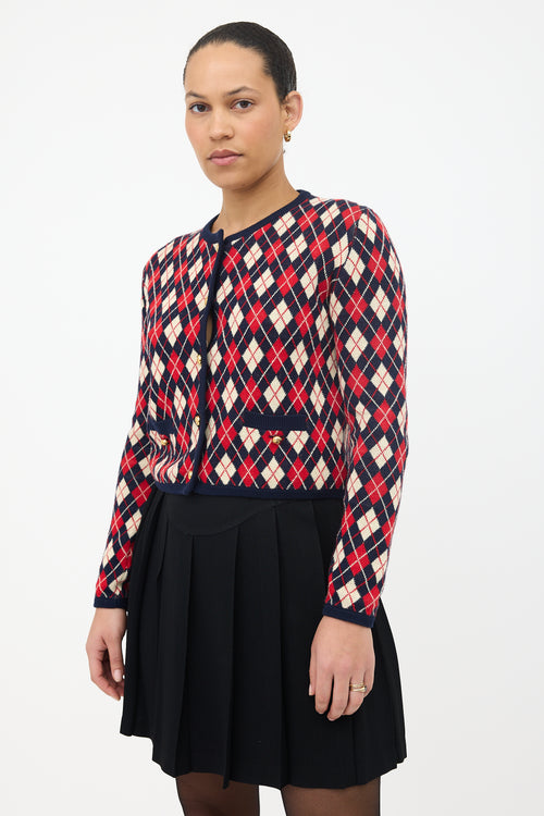 Prada 2024 Argyle Cropped Cardigan