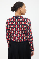 Prada 2024 Argyle Cropped Cardigan