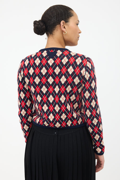 Prada 2024 Argyle Cropped Cardigan