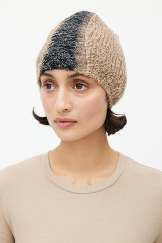 Prada Fall 2007 Beige & Black Mohair Mohawk Beanie