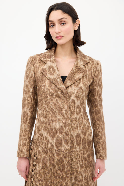 Prada Beige & Brown Mohair Printed Coat