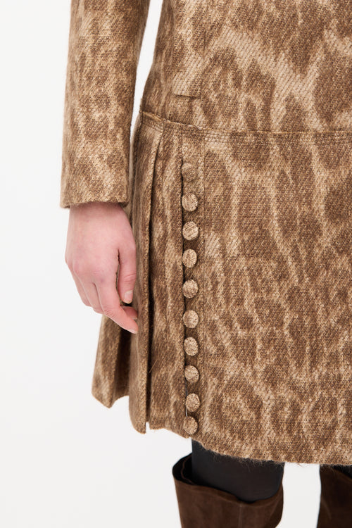 Prada Beige & Brown Mohair Printed Coat