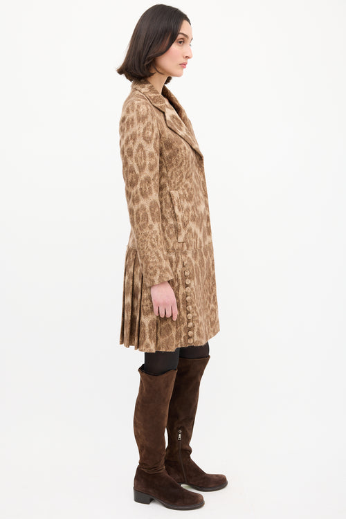 Prada Beige & Brown Mohair Printed Coat