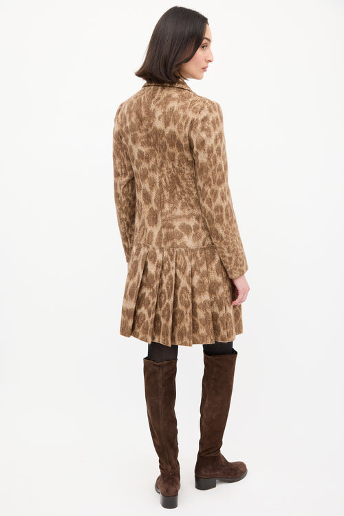 Prada Beige & Brown Mohair Printed Coat