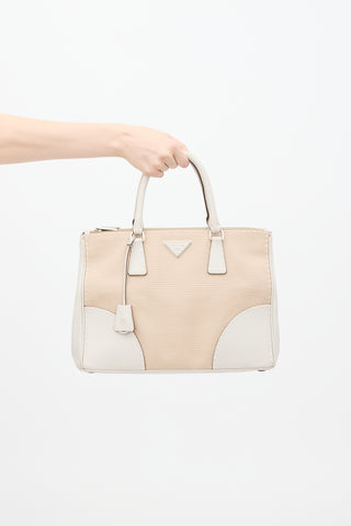 Prada Beige Canapa & Leather City Stitch Tote Bag