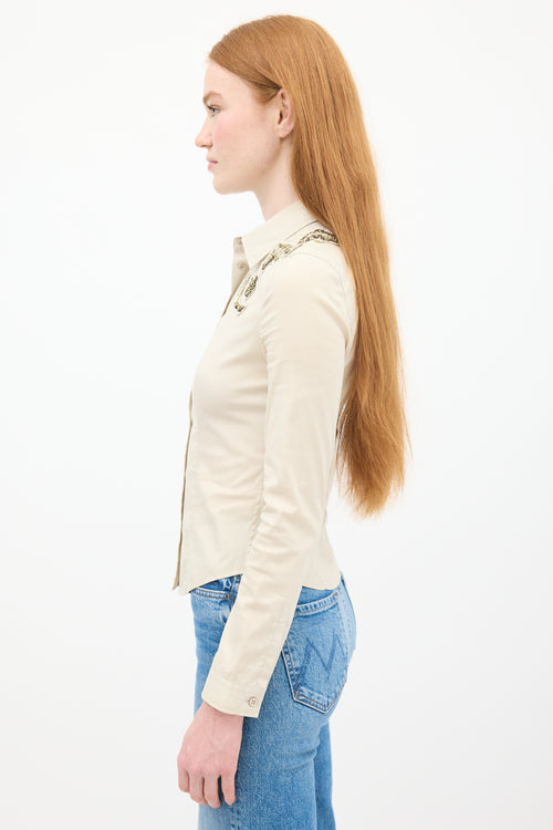 Prada Beige Cotton & Nylon Embellished Shirt