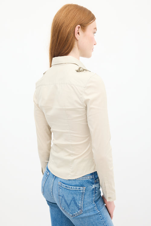 Prada Beige Cotton & Nylon Embellished Shirt