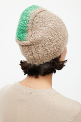 Prada Fall 2007 Beige & Green Mohair Mohawk Beanie