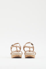 Prada Beige Leather Cork Wedge Sandal