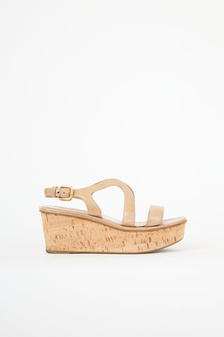 Prada Leather & Cork Wedge Sandal