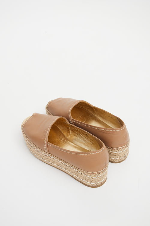 Prada Beige Leather Espadrille Flat