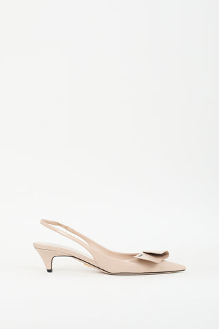 Prada Beige Leather Logo Slingback Pump