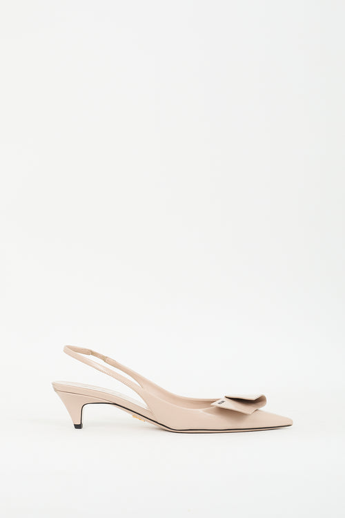 Prada Beige Leather Logo Slingback Pump