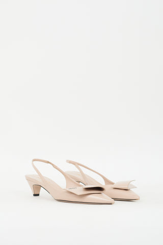 Prada Beige Leather Logo Slingback Pump