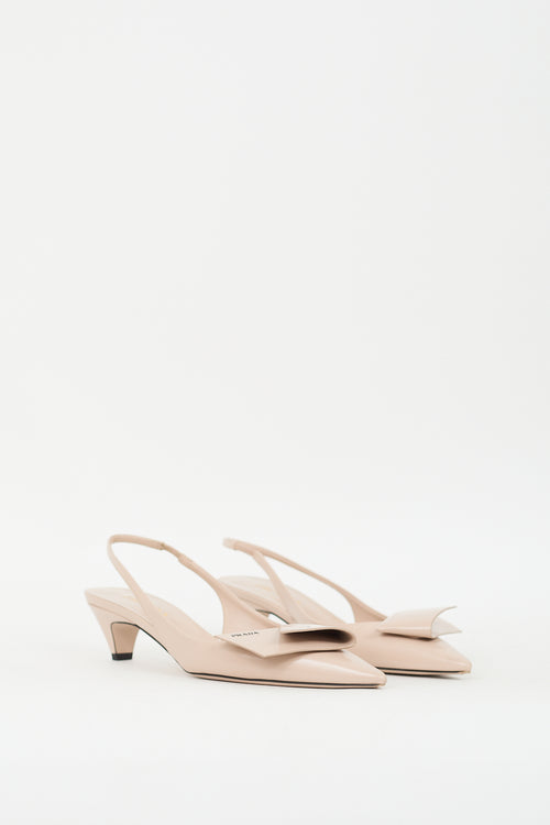 Prada Beige Leather Logo Slingback Pump