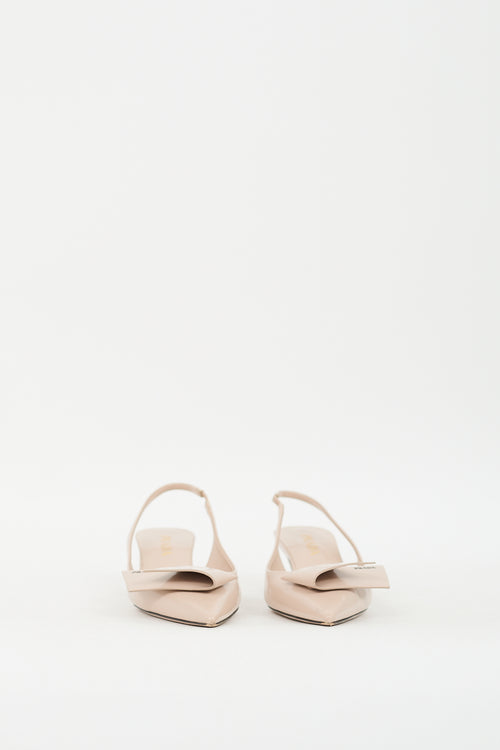 Prada Beige Leather Logo Slingback Pump