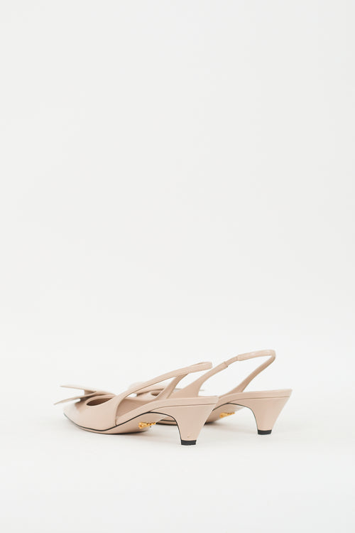 Prada Beige Leather Logo Slingback Pump