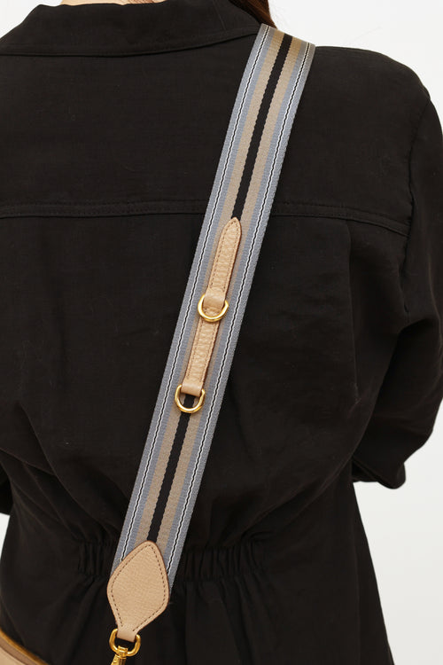 Prada 2018 Beige Vitello Leather Zip Crossbody Bag